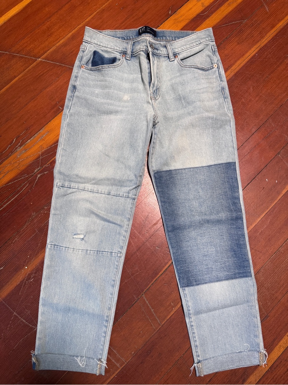 GAP Two-Tone Light and Dark Blue Patch Jeans